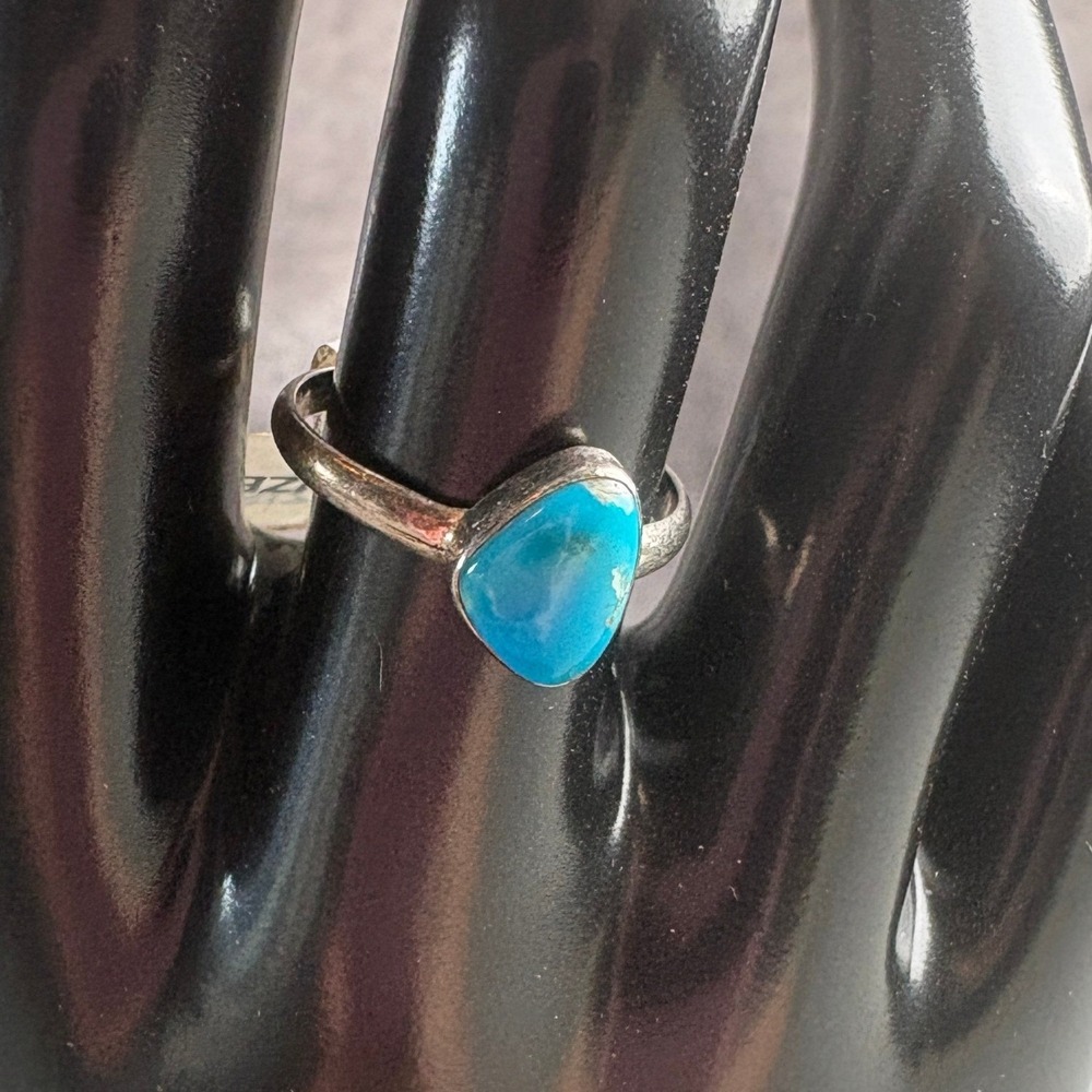 Sterling Silver Turquoise Cabochon Ring Size 7.5 Southwestern Minimalist